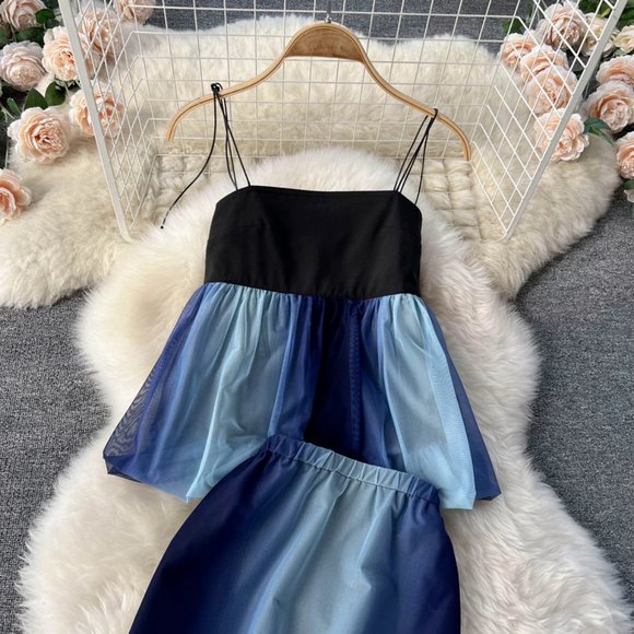 New Spaghetti Strap Crop Top And Long Skirt Set - Picture 2 of 4